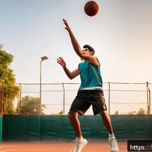 농구 슈팅 기법 분석 - A young Bengali male basketball player practicing jump shots on an outdoor court during sunset, wear...